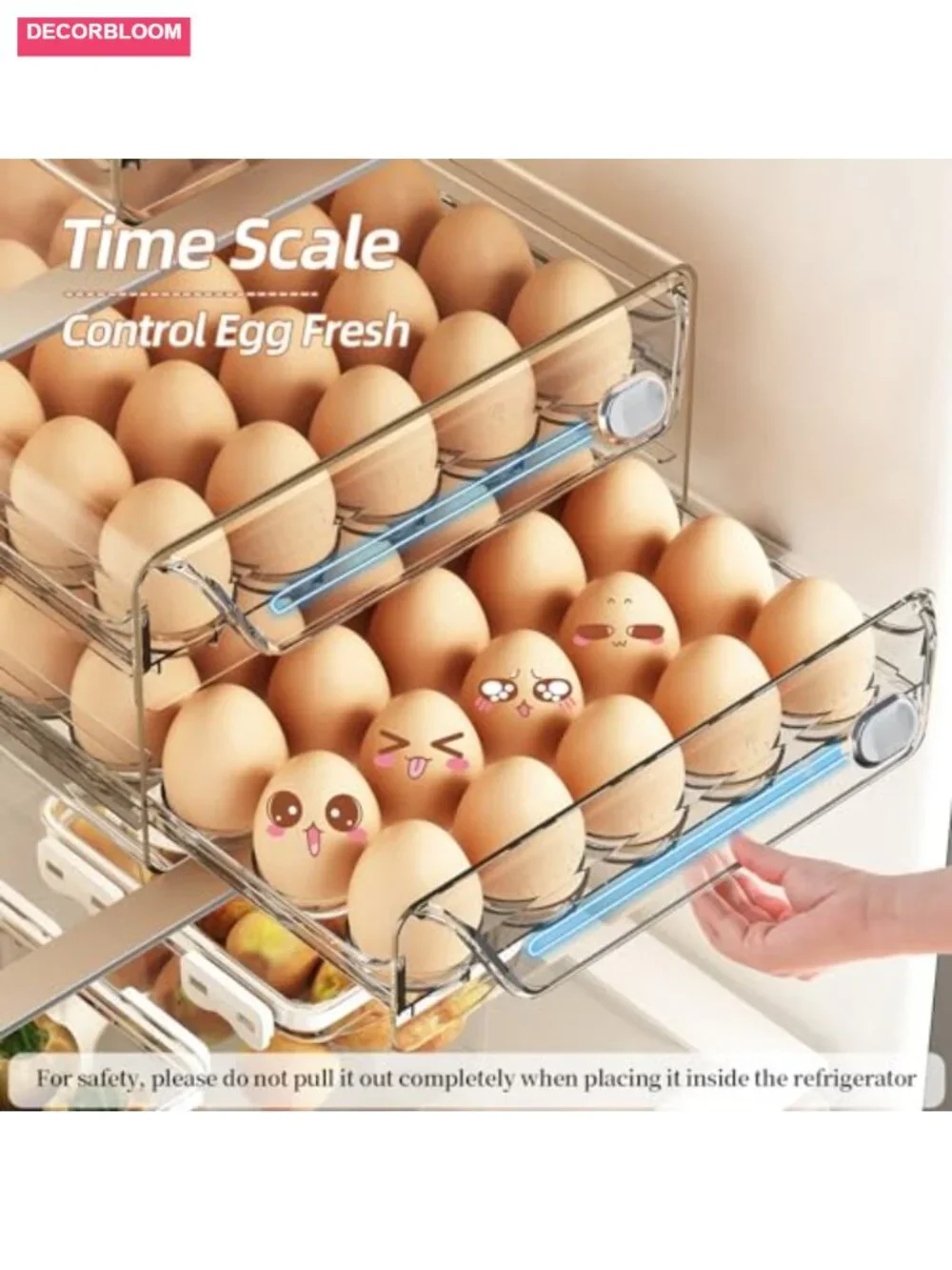 60 Egg Container Transparent Stackable for Fridge